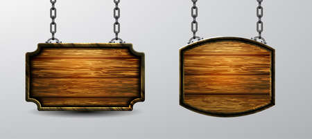 Vector realistic illustration of wooden signboardのイラスト素材