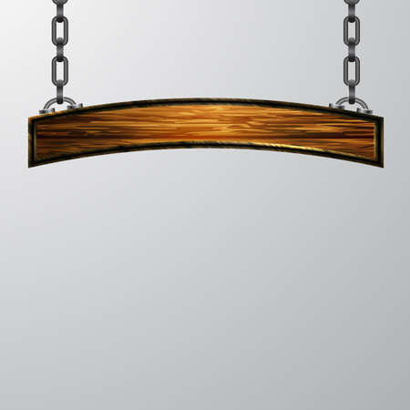 Vector realistic illustration of wooden signboard isolatedのイラスト素材