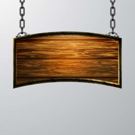 Vector realistic illustration of wooden signboard isolatedのイラスト素材