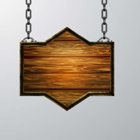 Vector realistic illustration of wooden signboard isolatedのイラスト素材
