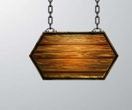 Vector realistic illustration of wooden signboard isolatedのイラスト素材