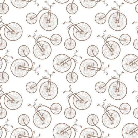 Pattern with retro style bicycle with big and small wheelの写真素材
