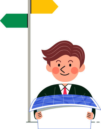 Illustration of Business Man Search Map Locationのイラスト素材