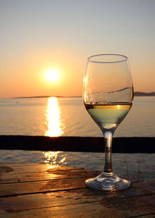 Wine at sunsetの写真素材