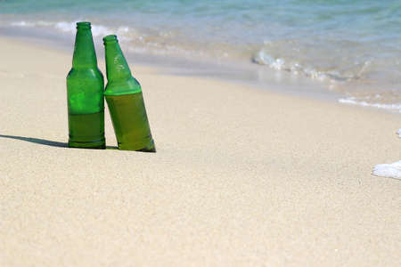 Beer on the beachの写真素材