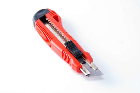 red knife isolated on whiteの写真素材