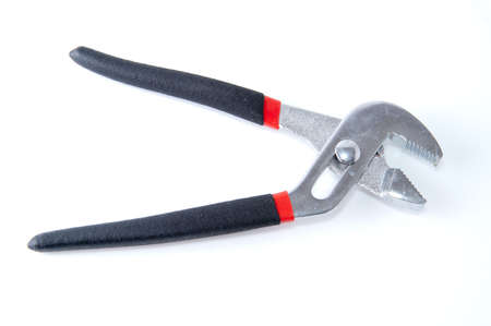 black pliers isolated on whiteの写真素材