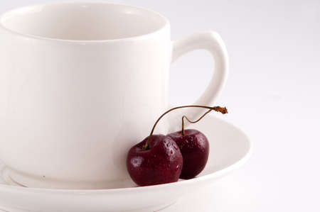 couple of cherry isolated on whiteの写真素材