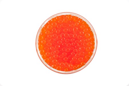 Red caviar in a bowl isolatedの写真素材