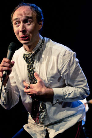 SEVASTOPOL, UKRAINE - 27 April: Dmitry Khoronko - vocalist, perform on stage Lunacharsky, April 27, 2011 in Sevastopol, Ukraine.のeditorial素材