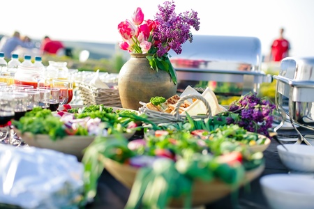 outside of the eat catering for guests of the eventの写真素材