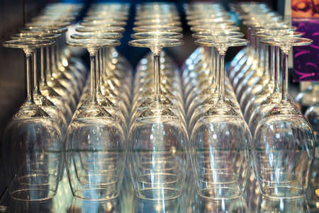 Wine glasses of degustation on the tableの写真素材