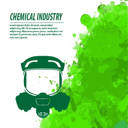 Gas mask and green splatters in chemical industryのイラスト素材