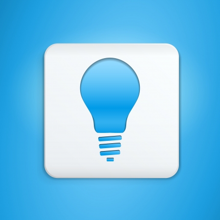 Illuminated button with classic light bulb symbol. Vector icon, eps10.のイラスト素材