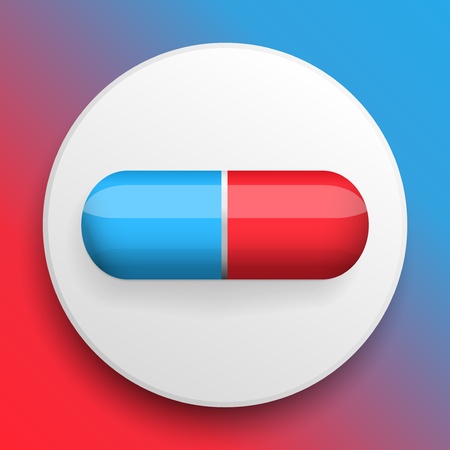 medical pills symbol on a white icon on a color background. Vector illustration, EPS10.のイラスト素材