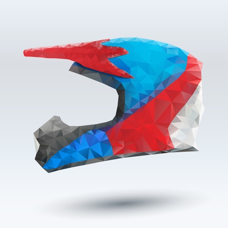 motocross motorcycle helmet in triangle abstract style. Vector Illustration, eps10.のイラスト素材