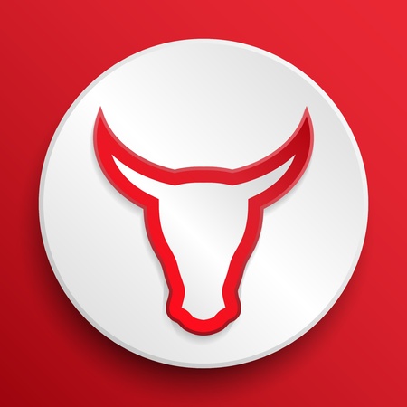 Head cow button symbol on a white icon. Vector illustration, editable and isolated. EPS10.のイラスト素材