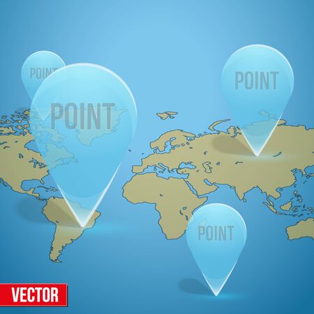 Glass icon on the map markers. The symbol and pointer for navigate on the map or on the internetのイラスト素材