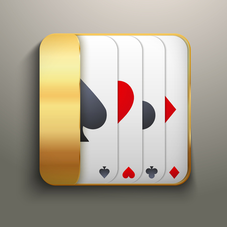 Realistic icon deck of playing cards for casino. Bright symbols of gambling. Vector Illustration, editable and isolated.のイラスト素材