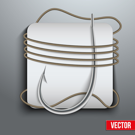 Realistic fishing hook vector illustration. Bright symbols. Editable and isolated.のイラスト素材