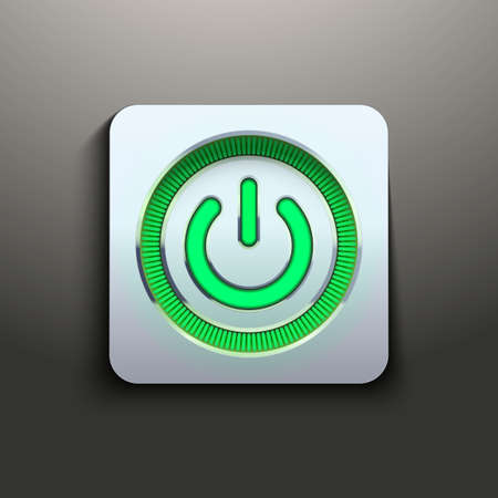 Power button with green light. Vector illustration premium design for application. Isolated and editable.のイラスト素材