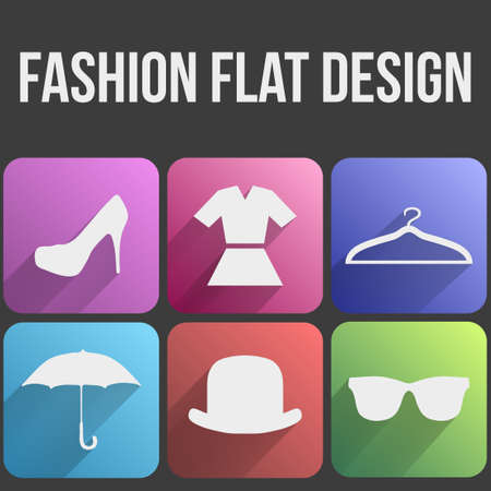 Basic fashion shop simple Flat icon set for Web and Mobile Application. Illustration of checkpoint. Vector, editable and isolated.のイラスト素材