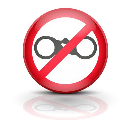 Symbol binocular. Sign ban wiretapping, surveillance and espionage. No supervision, no prosecution, no spyware. Vector illustration, editable and isolated.のイラスト素材