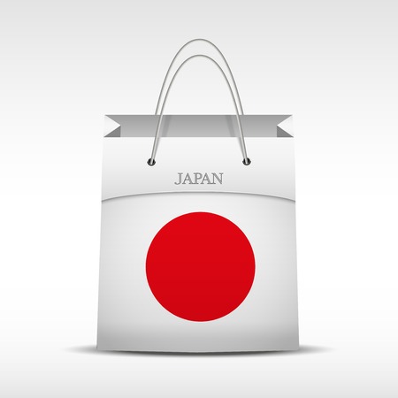 Shopping bag with Japan flag. Retail business vector object. Service and sale illustration. Symbol isolated and editable.のイラスト素材