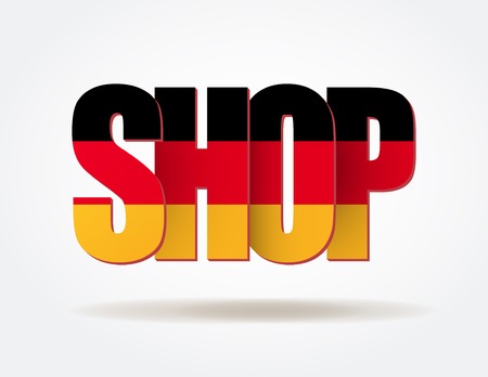 the form of letters SHOP of Germany. Vector illustration for web design and business. White background isolated, editable.のイラスト素材