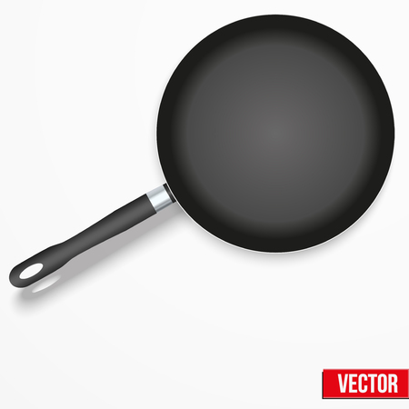 Frying Pan Isolated On White . Vector Illustration, editable and isolated.のイラスト素材