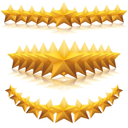 Gold metal five-pointed star. Variations of premium bars. Vector background illustration, isolated.のイラスト素材