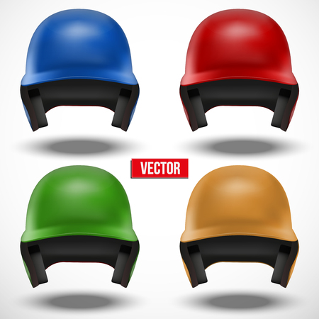 Baseball multicolor helmets isolated backgroundのイラスト素材