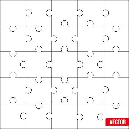 Sample of jigsaw square puzzle blank template or cutting guidelines. Vector Illustration, editable and isolated.のイラスト素材