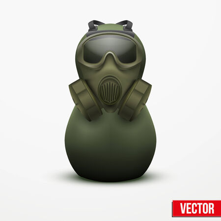 Russian tradition matrioshka dolls in military suit and gas mask. Vector Illustration, eps10.のイラスト素材
