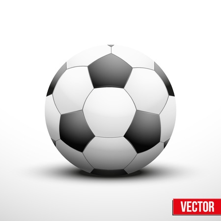 Soccer ball in the traditional two-tone colors on white background. Vector realistic Illustration.のイラスト素材