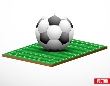 Symbol of a football or soccer game and field in three-dimensional space. Vector illustration.のイラスト素材