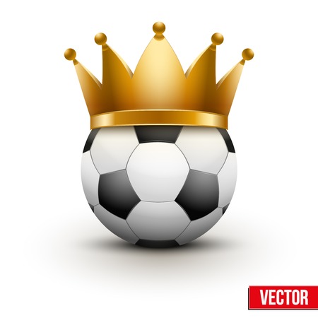 Soccer ball with royal crown. King of sport. Traditional form and color. Isolated Realistic Vector illustration.のイラスト素材