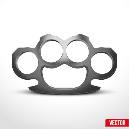 Metal Brassknuckles. Knuckle-duster of crime. Vector illustrationのイラスト素材