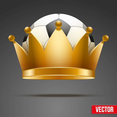 Background of Soccer ball inside the royal crown. King of sport. Traditional form and color. Isolated Realistic Vector illustration.のイラスト素材