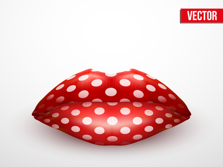 Beautiful luscious lips. Vintage texture. Vector Illustration. Isolated on white.のイラスト素材