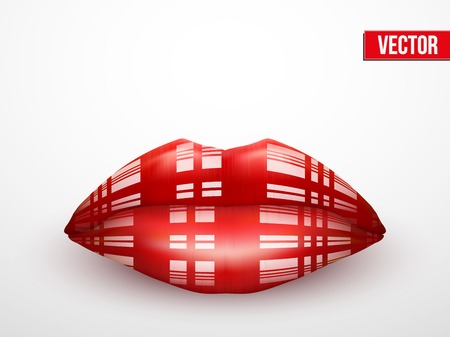 Beautiful luscious lips. Vintage texture. Vector Illustration. Isolated on white.のイラスト素材