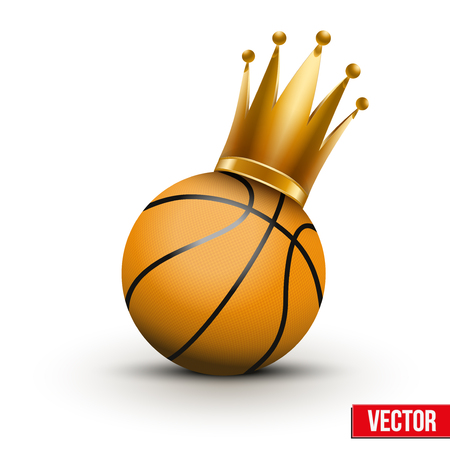 Basketball ball with royal crown. Princess of sports. Traditional form and color. Isolated Realistic Vector illustration.のイラスト素材