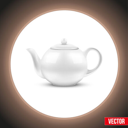 Background of White ceramic teapot  Vector illustration のイラスト素材