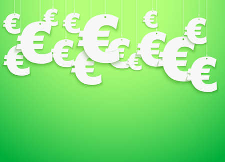 Bright Background of hung symbols Euro with space for text  Vector Illustration, eps10, isolated and editable のイラスト素材