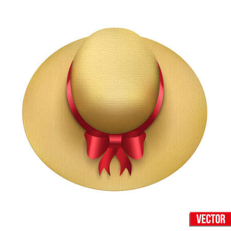 Vintage Fashion Hat with red ribbonのイラスト素材