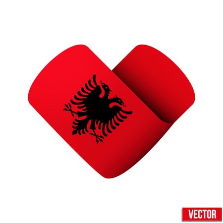 Albania flag icon in the form of heart Isolated on white background のイラスト素材