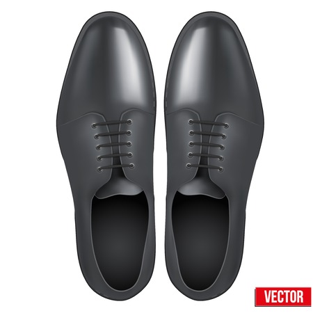 Male fashion classic black shoes. Vector illustration on white background.のイラスト素材