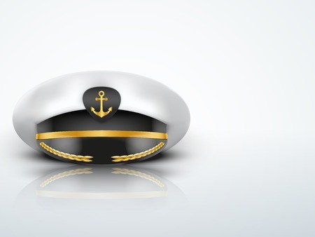 Light Background Captain peaked cap with gold anchor on cockade のイラスト素材