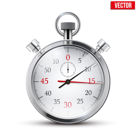 Realistic shine analog stopwatch  Business or speed concept  Vector illustration isolated on white background のイラスト素材