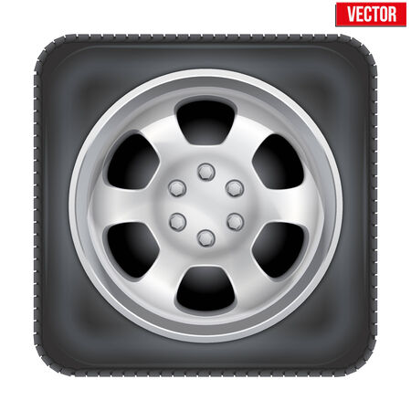 Icon of square car wheel  Vector Illustration isolated on white backgroundのイラスト素材